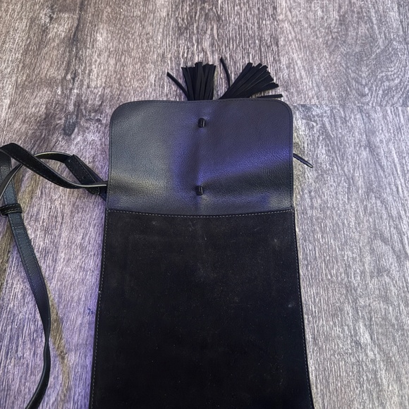 NILI LOTAN Suede Fringe Crossbody Bag Black - Picture 4 of 6